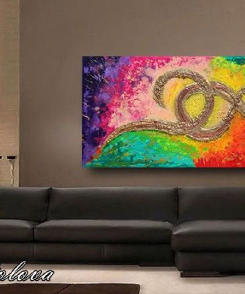 Abstract Painting, Original Contemporary Painting, Huge Abstract Art, New Media, 3D Sculpting, Relief Modern Painting ''Colorful Connection'' by Julia Apostolova
