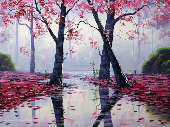 Autumn Reflections in a Woodland Grove