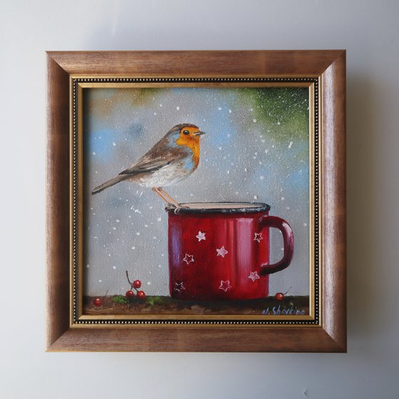 Christmas Robin Painting