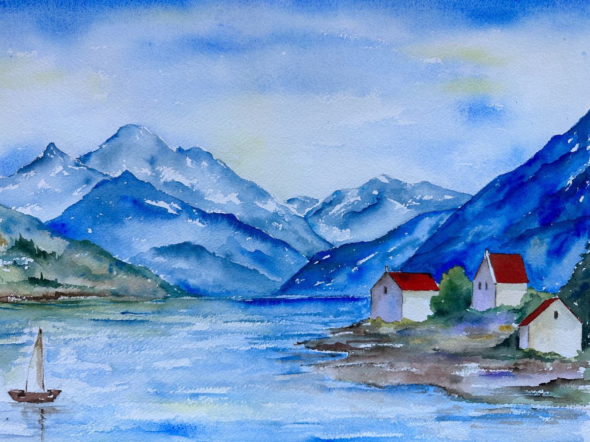 Impressionistic Landscape Watercolour By Irina Anis, 15 X 11, Whispers Of The Mountains, Original Artwork