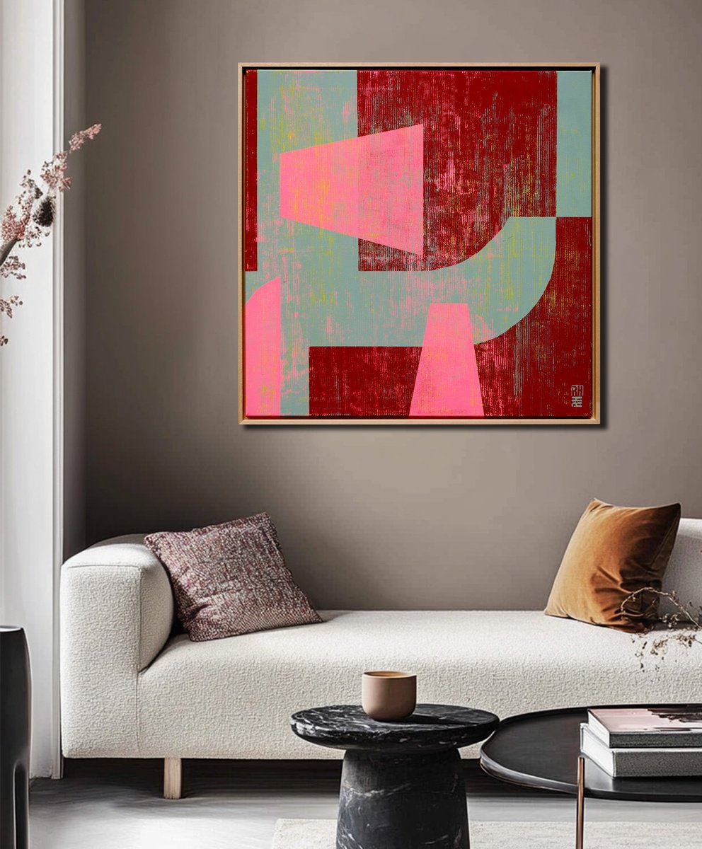 Fractured Fallen Pink Red By Ronald Hunter, 33 X 33, Artwork For Sale On Artfinder