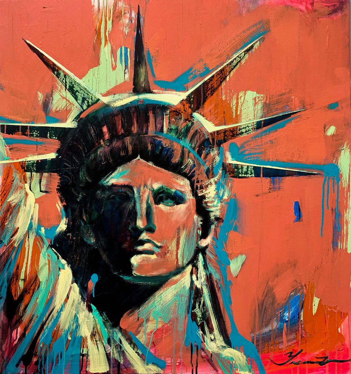 Big bright painting - Statue of Liberty - USA - Pop Art - Urban Art - Street Art - New Y... by Yaroslav Yasenev