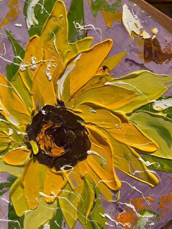 Sunflower oil impasto painting