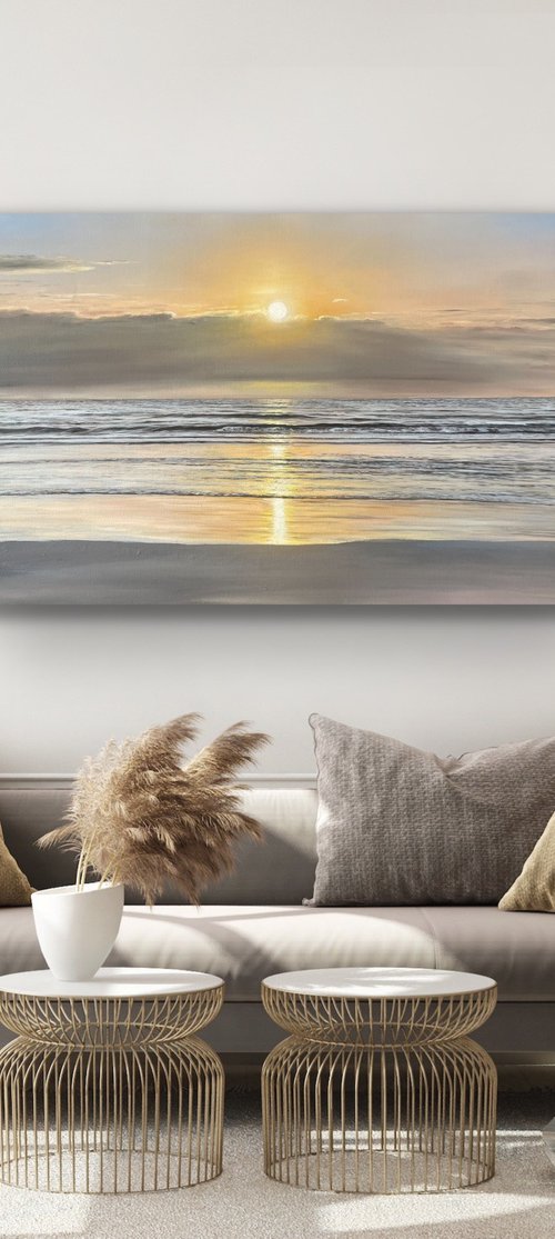 Golden Stillness - Ocean sunset by Aflatun Israilov