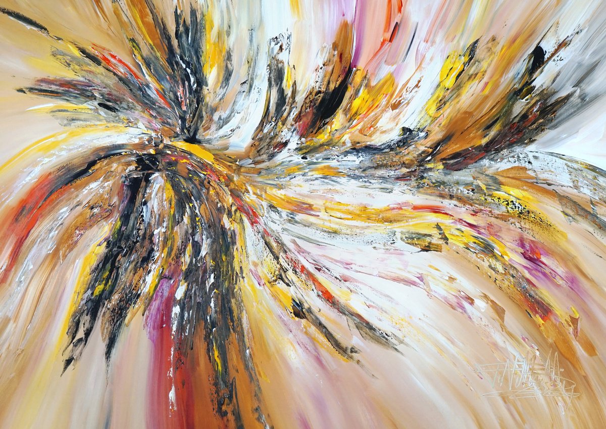 Abstract Acrylic Painting By Peter Nottrott, 47 X 33", Nature Adventure M 8, Original Artwork