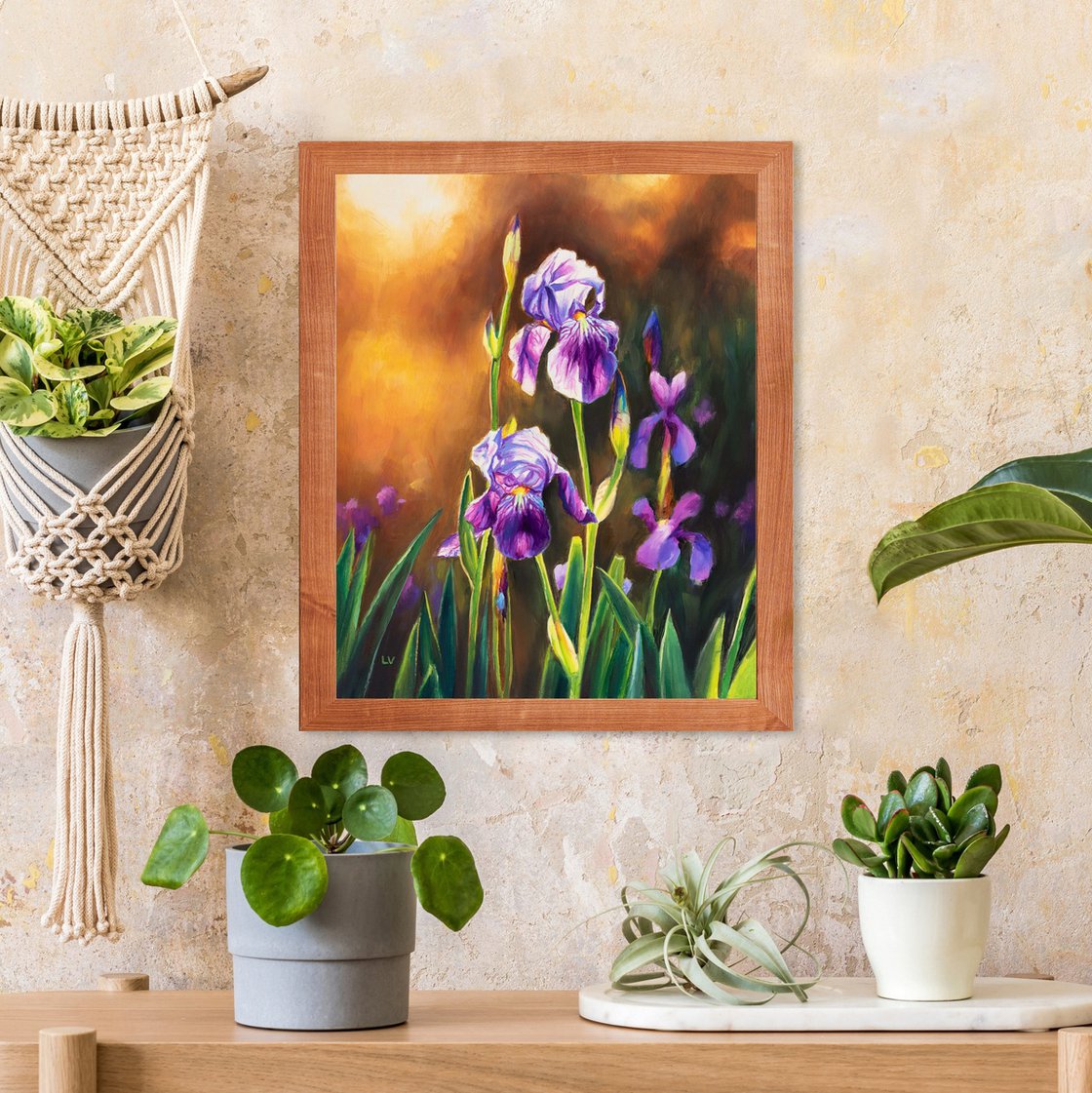 Iris oil painting on canvas original Purple buy iris original painting small Small thanksgiving gift painting on canvas