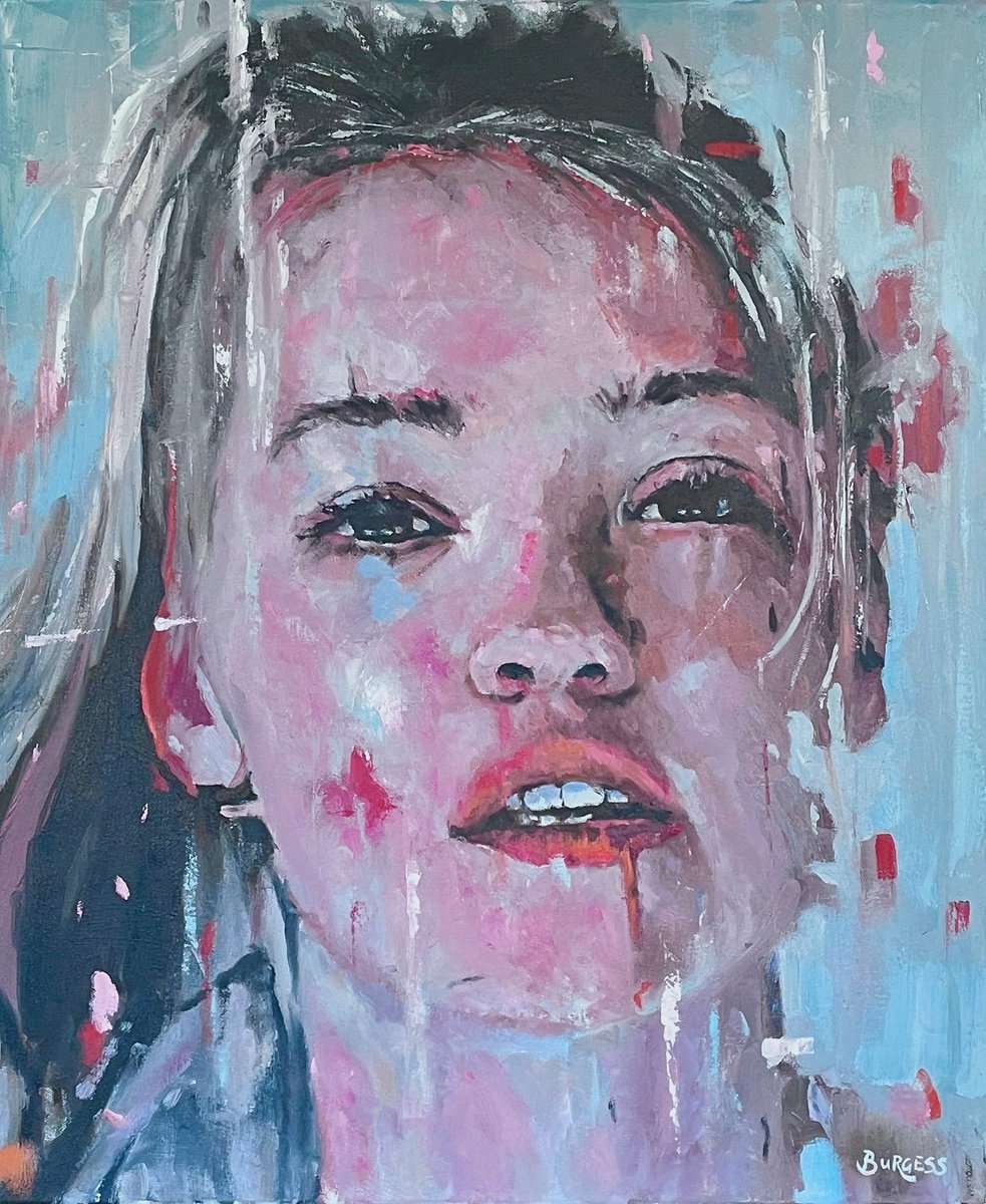 Come Closer - Female Oil Painting Portrait - Unframed 61cm x 51cm by Shaun Burgess