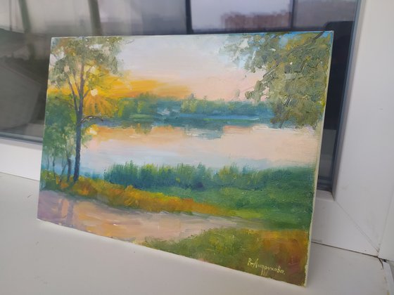 Sunset over the river