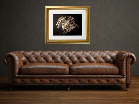 Leopard realism wild animals pastel on pastelmat