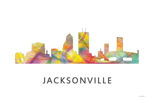 Jacksonville Florida Skyline WB1 by Marlene Watson