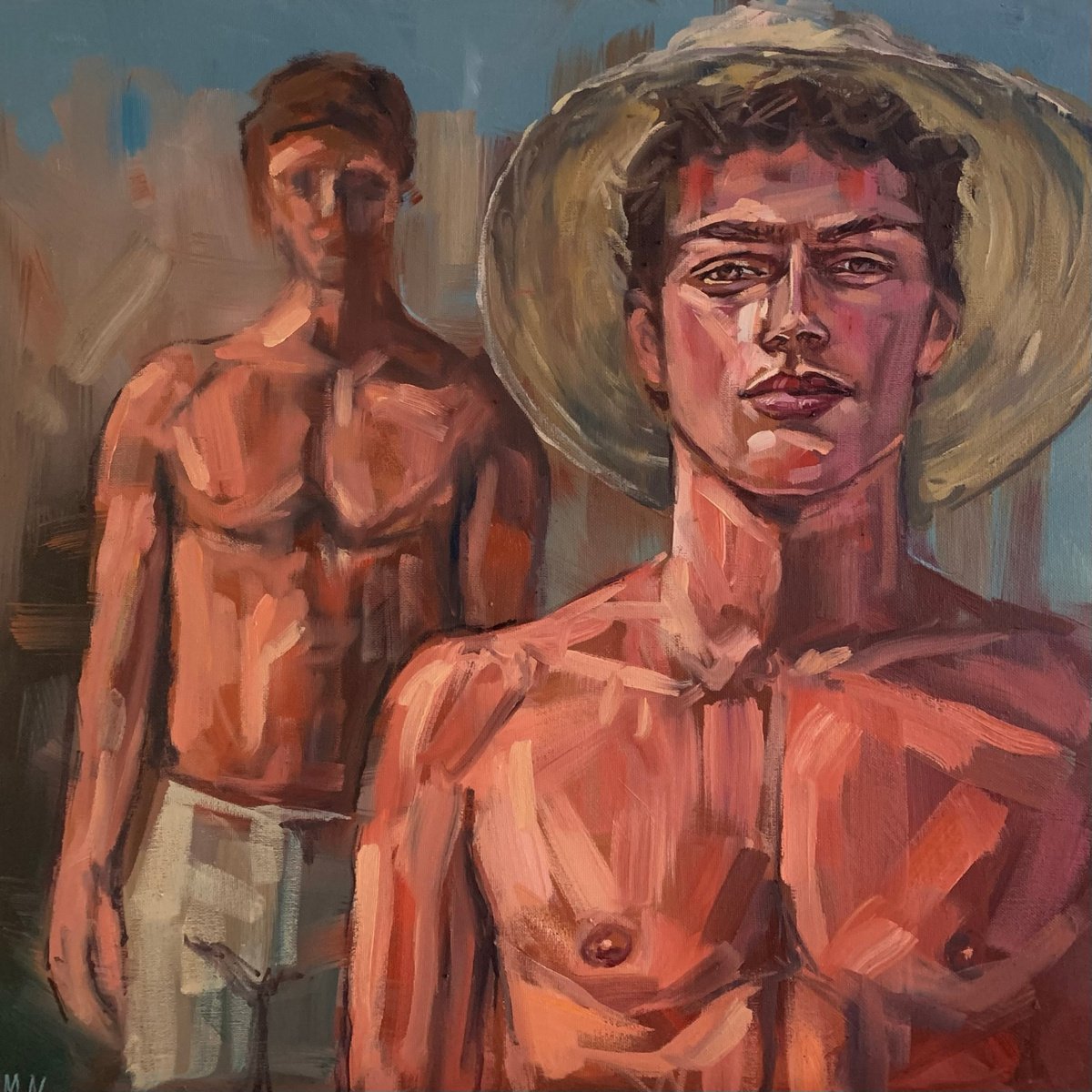 Male nude figures naked men gay oil painting by Emmanouil Nanouris