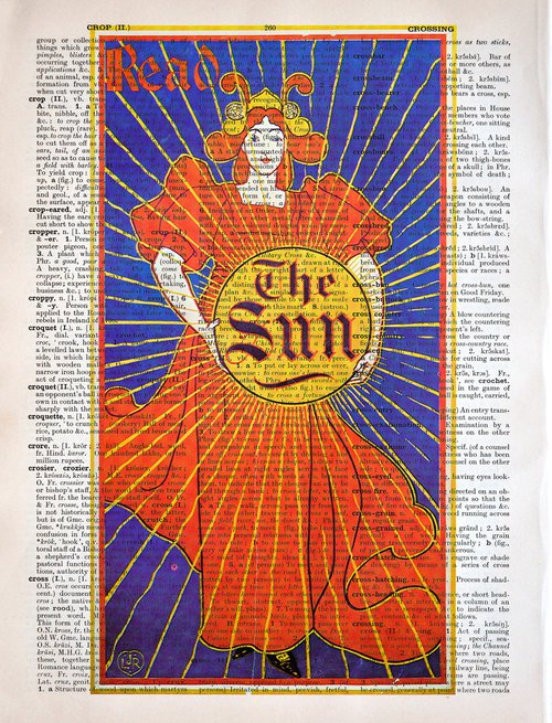 Read the Sun 2 - Collage Art Print on Large Real English Dictionary Vintage Book Page by Jakub DK - JAKUB D KRZEWNIAK