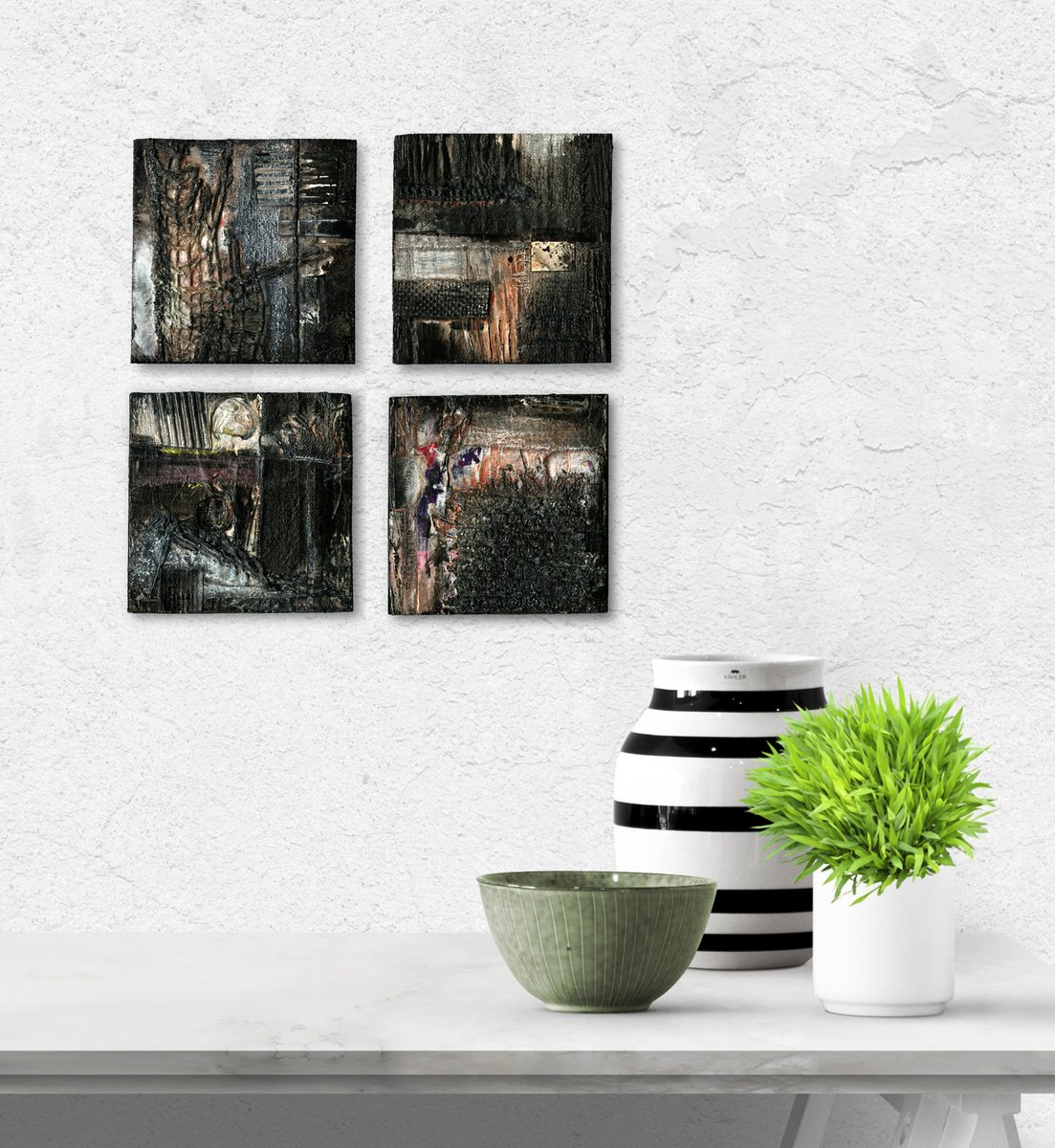 Abstract Painting By Kathy Morton Stanion, 4 X 4", Pieces Of Beautiful Collection 2, Original Artwork