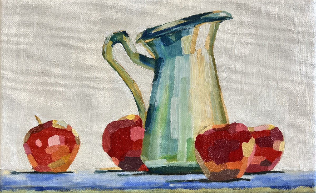A Milk Jar with Apples by Aylee Kim