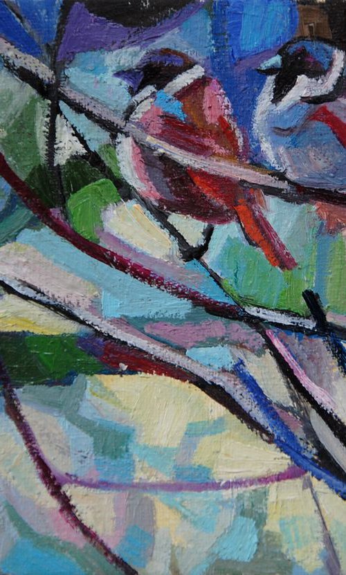 Sparrows / 16 X 11.2 X 0.3 cm by Maja Đokić Mihajlović