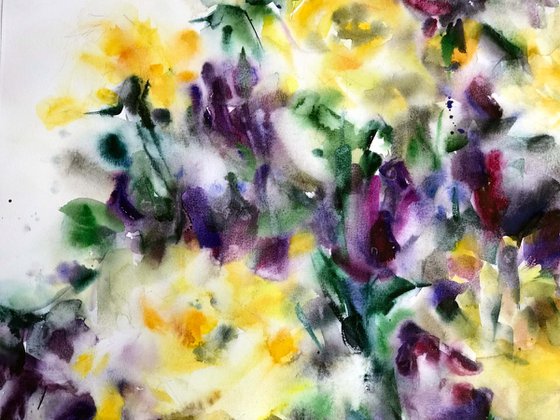 Yellow roses.  one of a kind, original watercolor