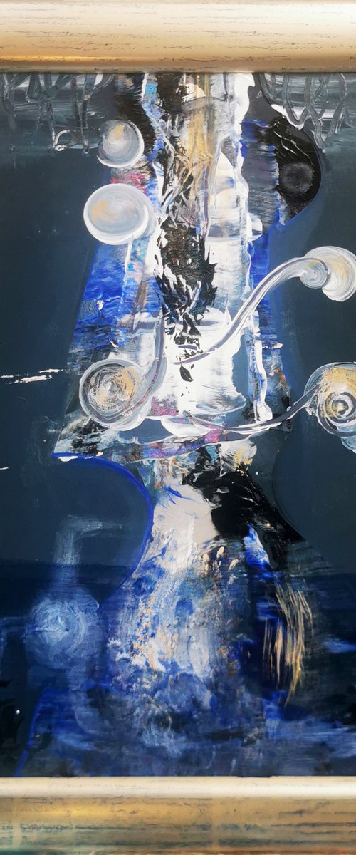 Beautiful spentaneous gestural still life framed signed 5.07.2022 O Kloska by Kloska Ovidiu