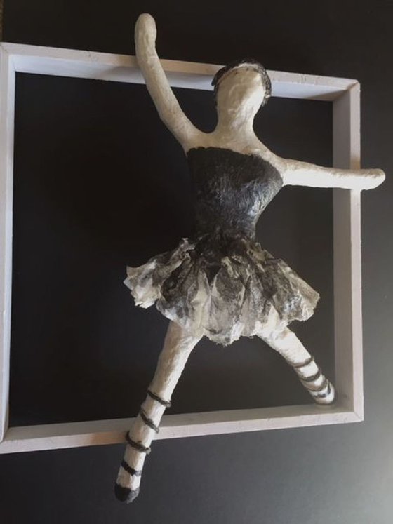 Black Swan - ballerina paper mache sculpture