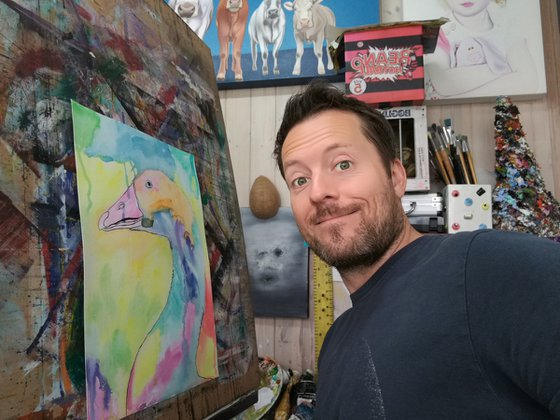 I'm the Prettiest Goose. Free Shipping. Watercolour Birds. 29.7cm x 42cm