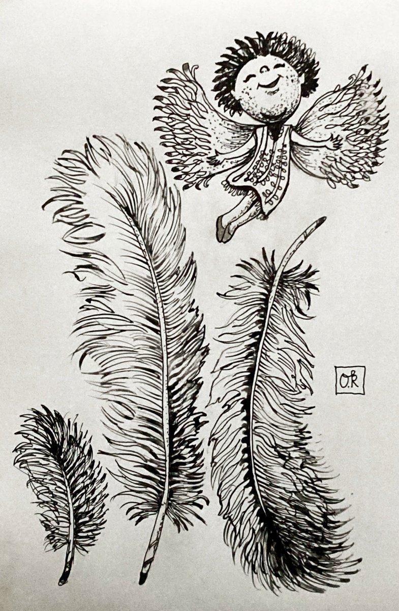 Expressive Abstract Ink Drawing By Olexandr Romanenko, 8 X 12", Good Angel, Original Artwork