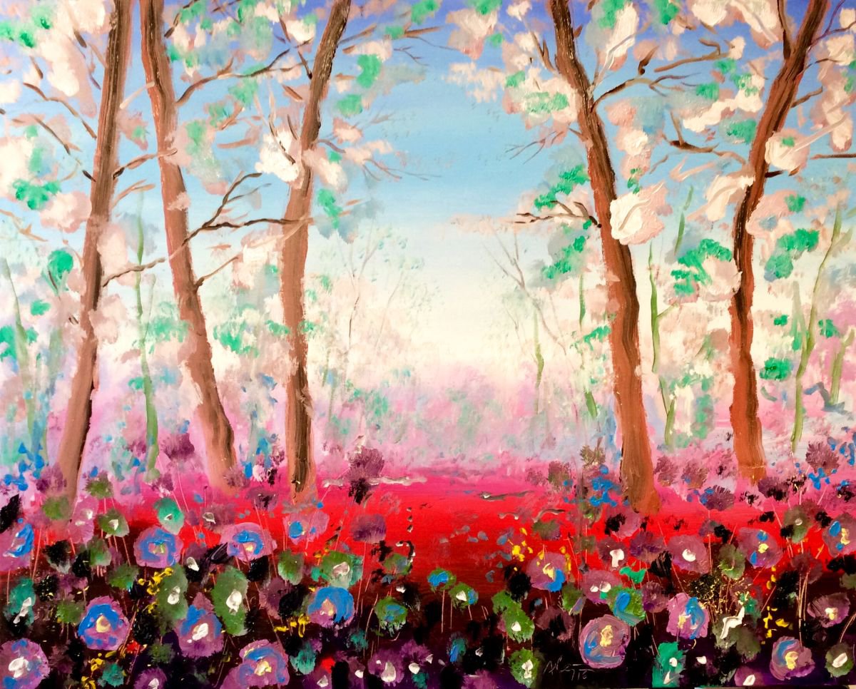 Flowers In The Forest Iv By Alejos, 39 X 32, Artwork For Sale On Artfinder