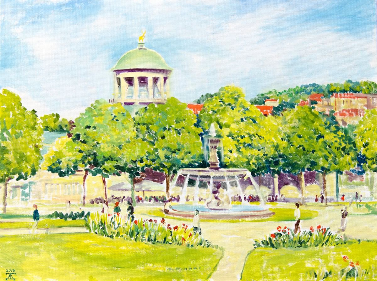 Impressionistic Landscape Oil Painting By Daria Galinski, 16 X 12, Stuttgart City View, Original Artwork