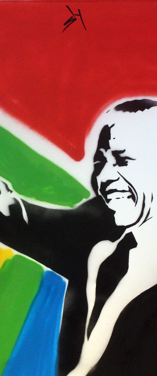 Mandela (on box canvas). by Juan Sly