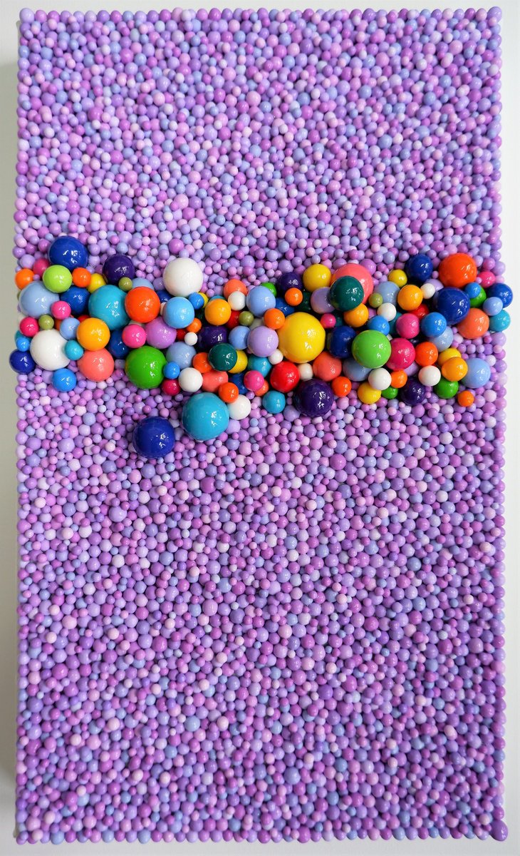 Impressionistic Abstract Sculpture By Van Lanigh, 12 X 20", Bliss | 3D Pointillism, Original Artwork