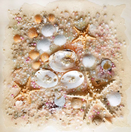 Abstract Sea Ocean marine wall sculpture with precious stones