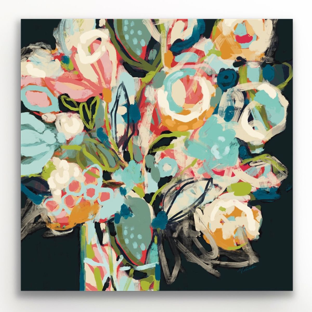 Abstract Botanical Giclee Print By Melinda Macdonald, 30 X 30", The Colourful Garden, Original Artwork