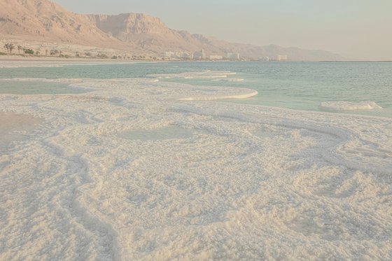 Dead Sea. The shore in the distance