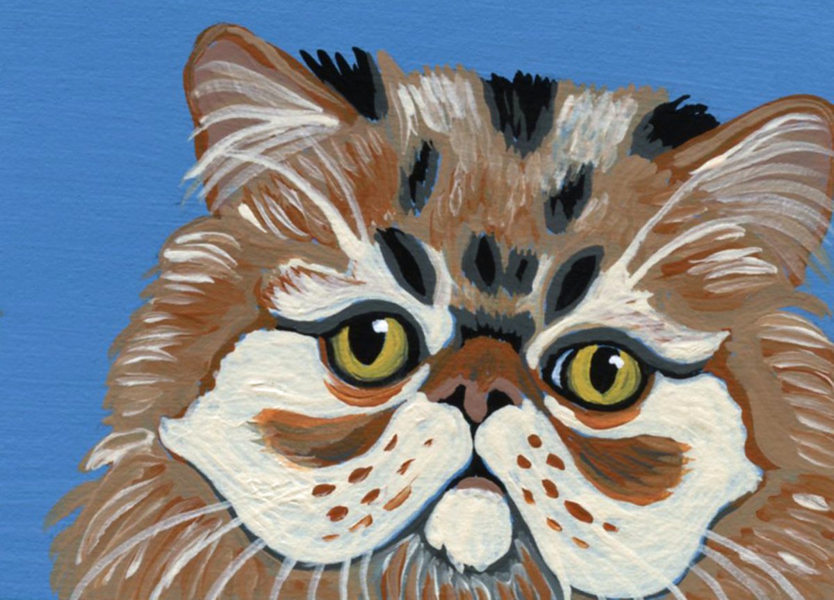 ACEO ATC Original Miniature Painting Persian Cat Pet Feline Art-Carla Smale by carla smale