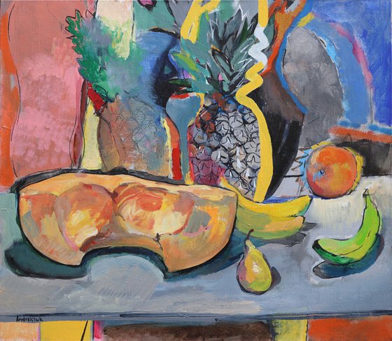 Still Life with Pumpkin and Pineapple