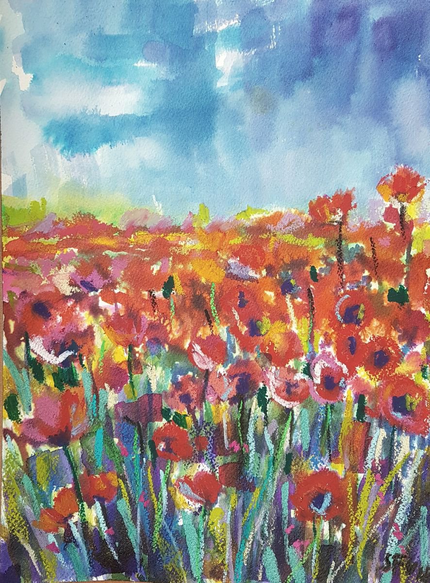 Poppies and the storm by Silvia Flores Vitiello