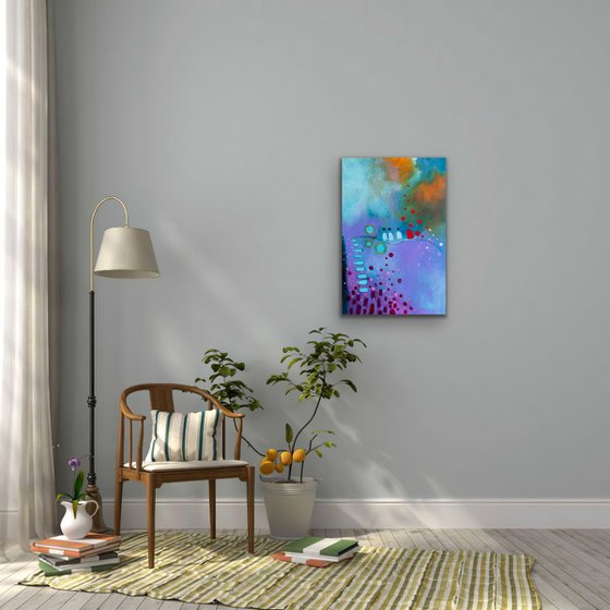 Nous y sommes - Original mixed-media colourful abstract painting - Ready to hang