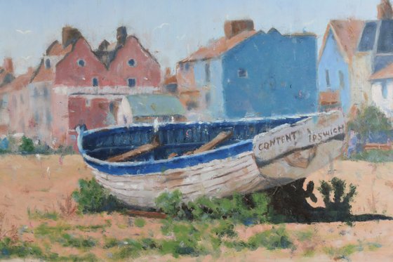 Aldeburgh Suffolk, Boat On Beach, Framed Oil On Board 35" x 24.5"