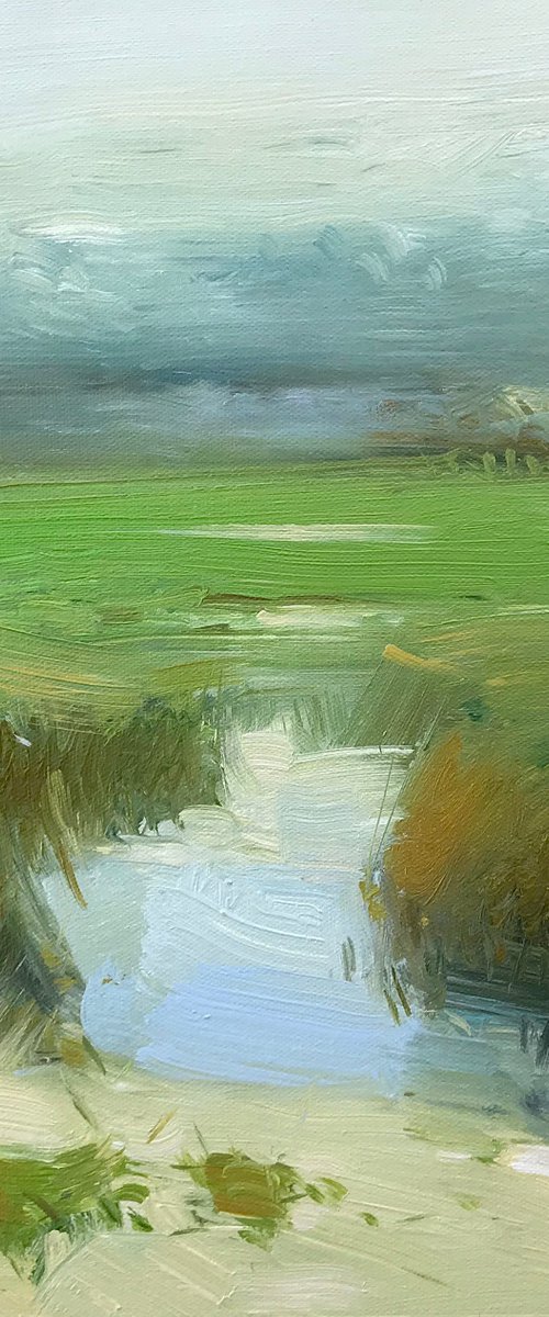 Lakeside, Original oil painting, Handmade artwork, One of a kind by Vahe Yeremyan