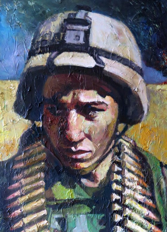 Large Oil Painting "Disgust"-Contemporary,Military