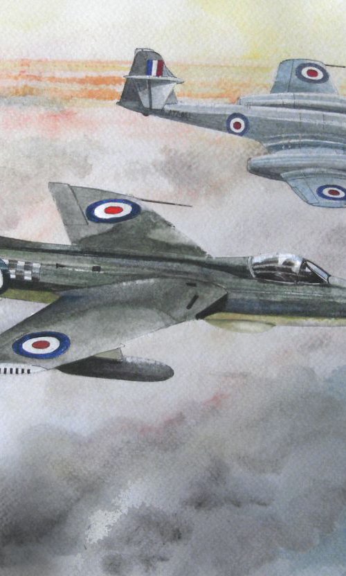 HAwker Hunter and Gloster Meteor by John Lowerson