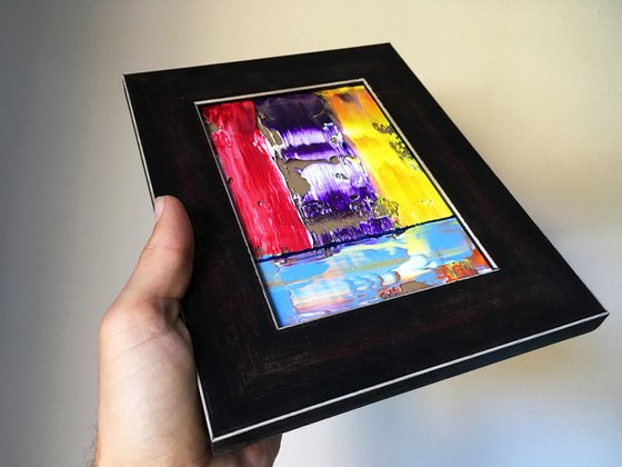 "Designs On You" - FREE SHIPPING to the USA - Original PMS Micro Painting On Glass, Framed - 7.5 x 9.5 inches