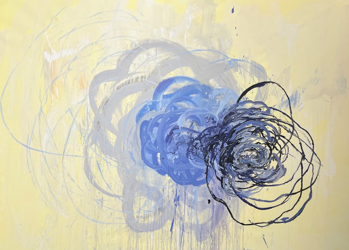 Abstract Botanical Acrylic Painting By Rosi Roys, 79 X 55", Cy 12, Original Artwork