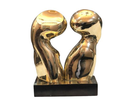 "Kiss" abstract bronze sculpture