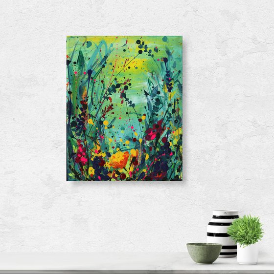 Meadow Delight -  Abstract Flower Painting  by Kathy Morton Stanion