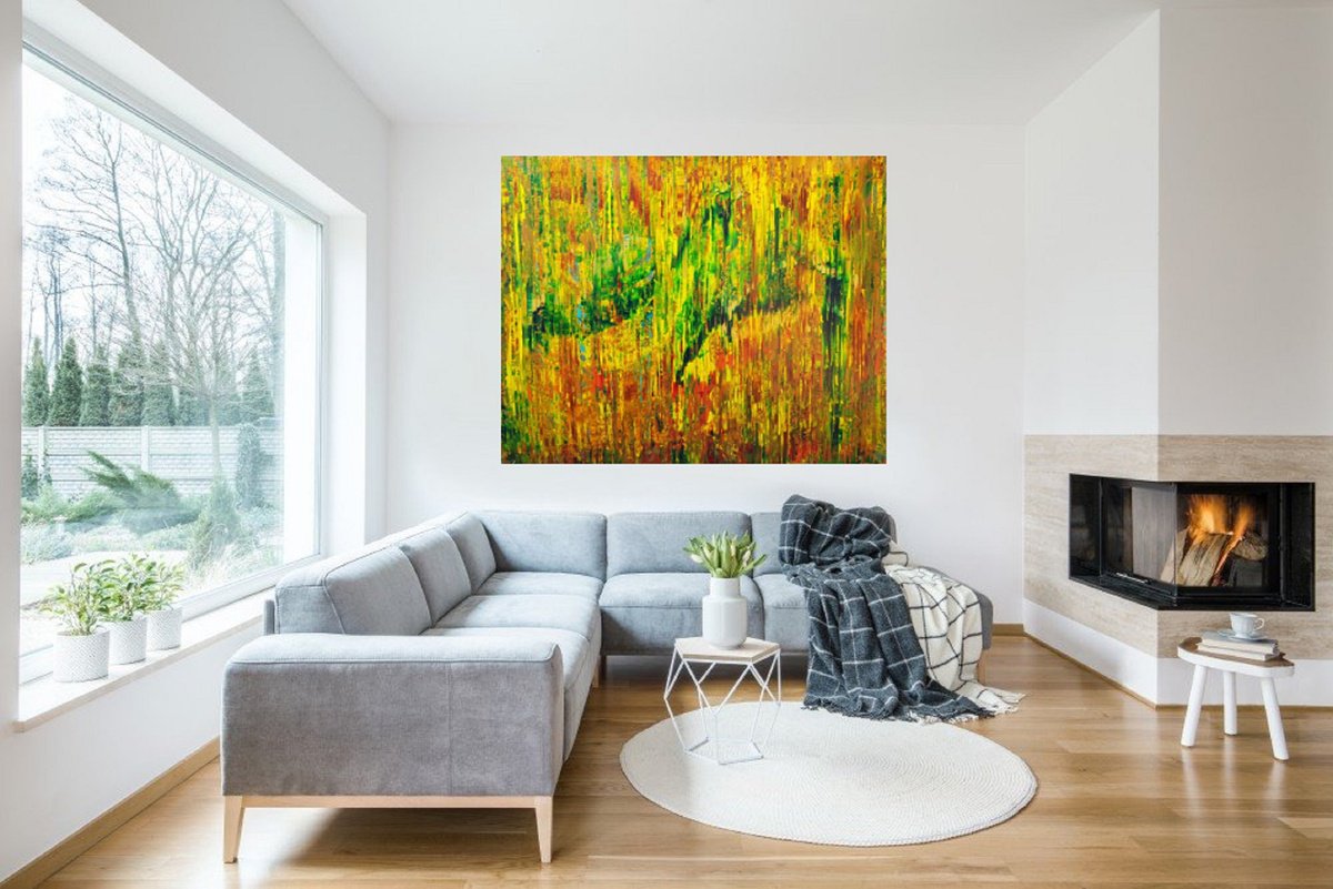 I will meet you in the forest - XXL abstract landscape painting by Ivana Olbricht