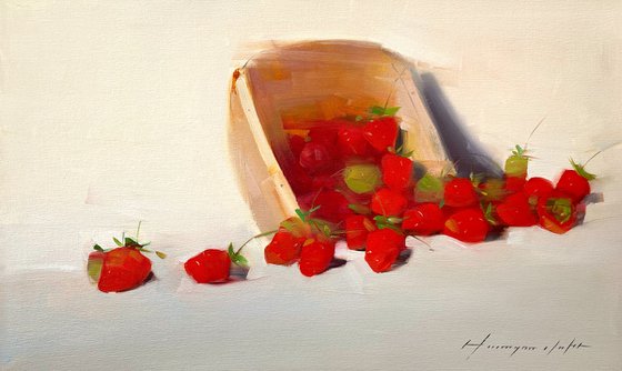 Strawberries, Original oil painting, Handmade artwork, One of a kind