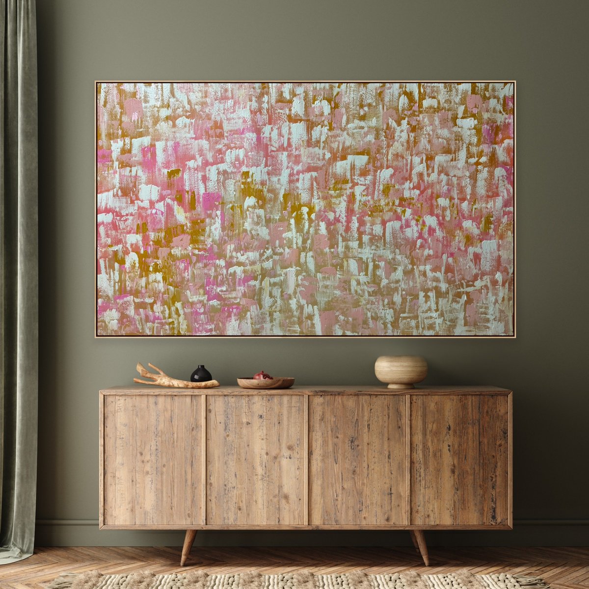 Geometric Abstract Acrylic Painting By Alanah Jarvis, 91 X 56, Find Treasures Slowly, Original Artwork