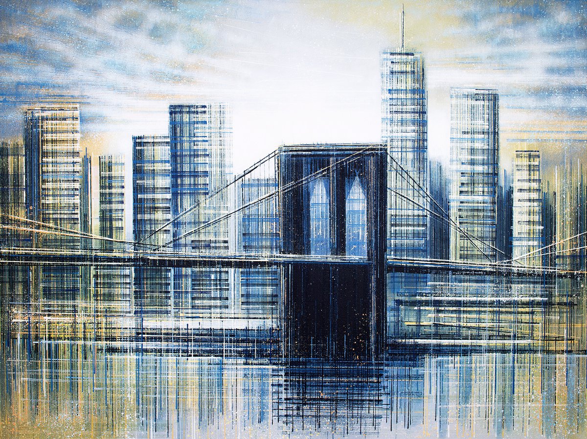 New York - The Brooklyn Bridge Under A Softly Setting Sun by Marc Todd