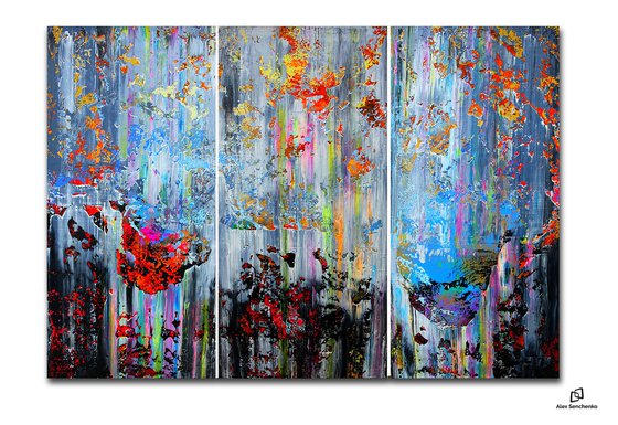 150x100cm. / Abstract triptych / Abstract 123