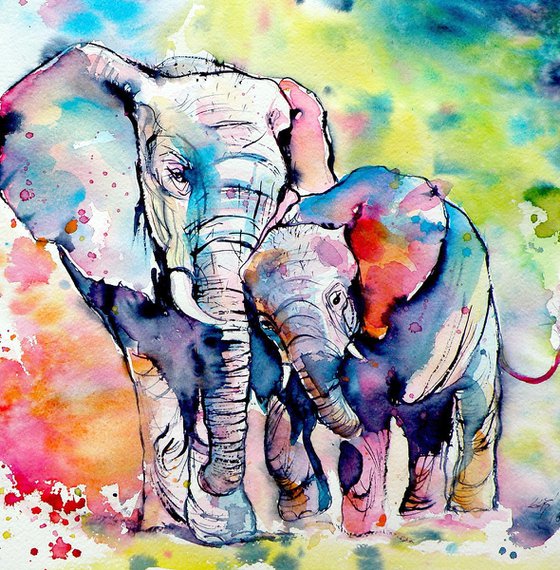 Elephant with baby