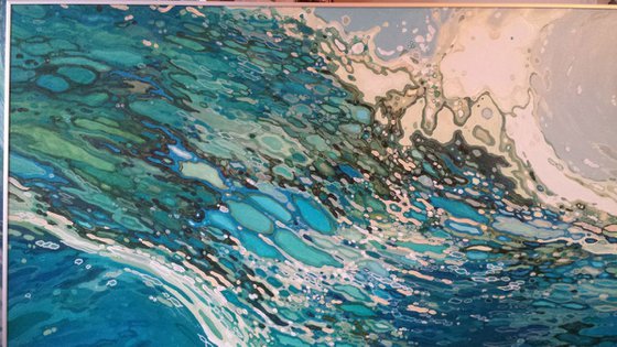 Ebb & Flow Wave Under Water Landscape 36 x 48" Framed